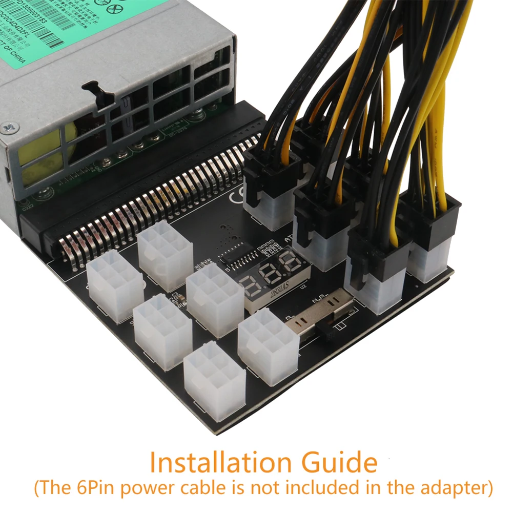 

Breakout Board Adapter for Server Power Supply for 1200W PSU GPU Mining 12 Port 6Pin Connector PCI-E Output Module