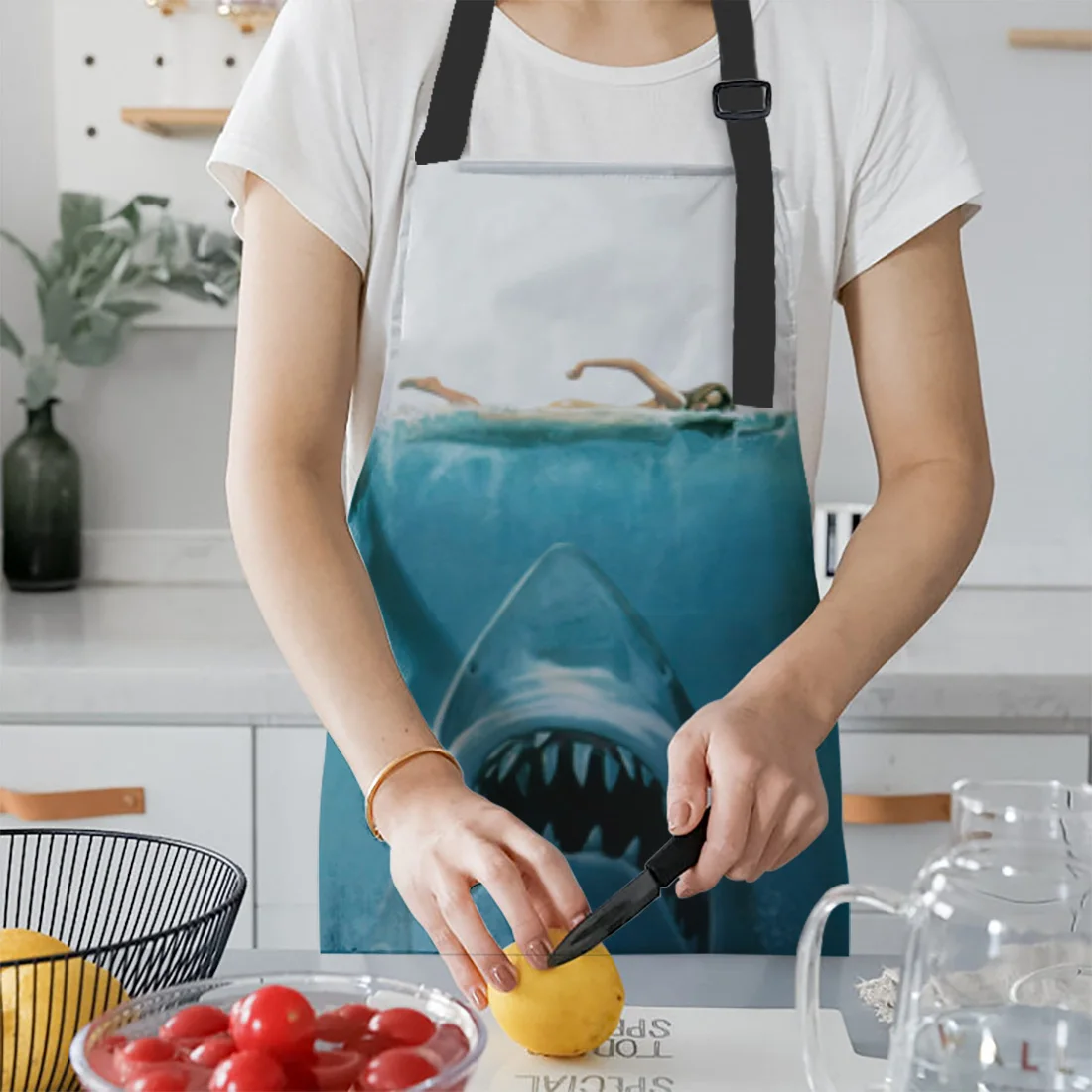 Фартук для женщин Акула глубокое море Короткий взрослых и детей манжета духовки