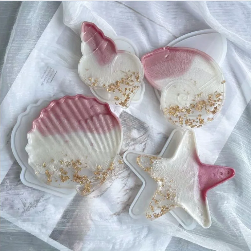 

DIY Crystal Epoxy Resin Mold Ocean Shell Series Dish Sea Star Conch Shell Silicone Mold For Resin