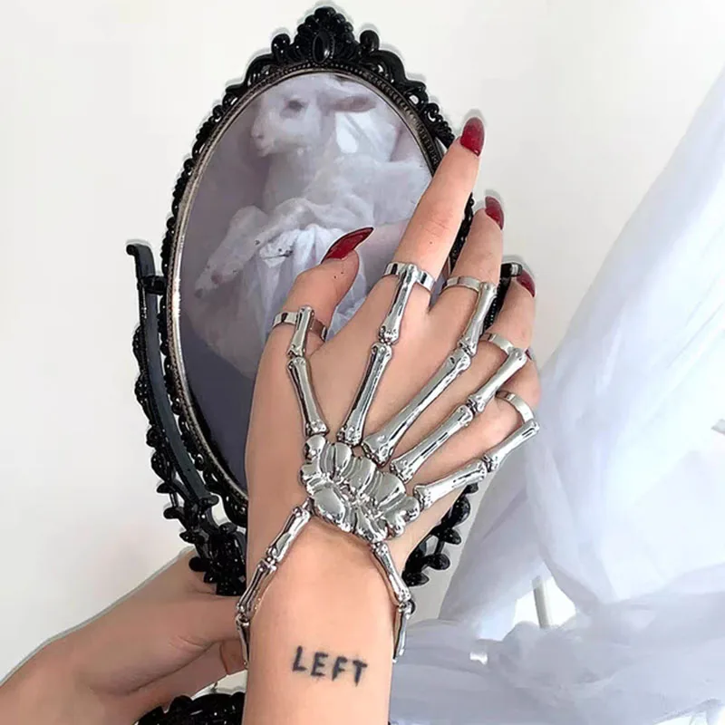 

Регулируемое кольцо из цинкового сплава с черепом и пятью пальцами