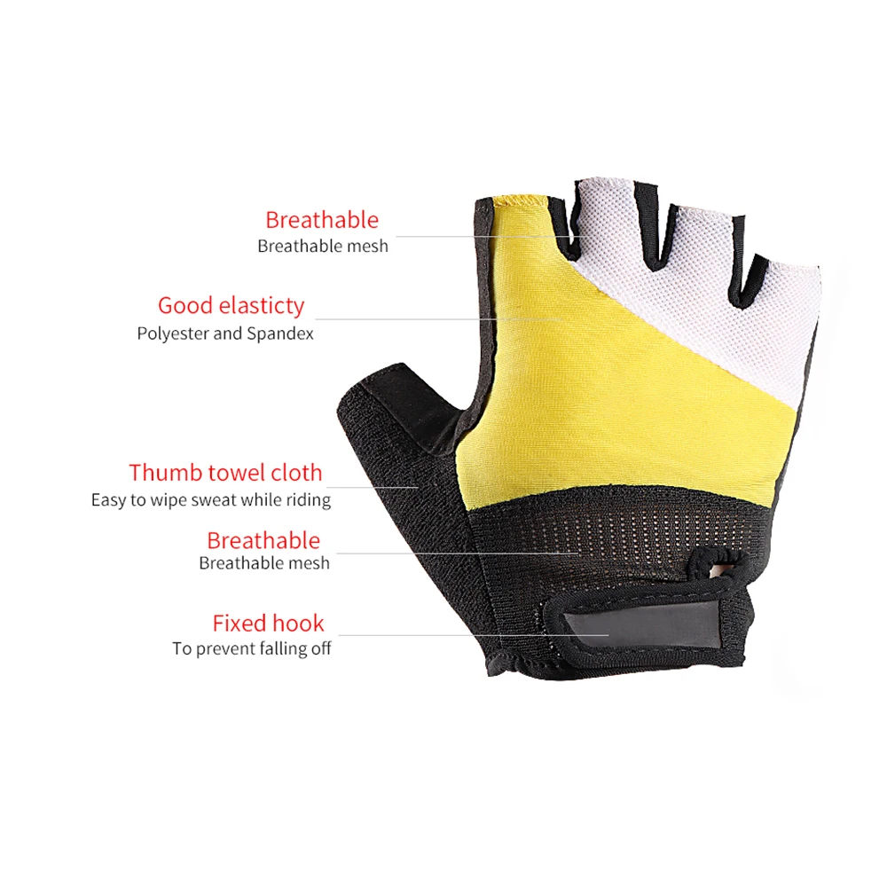 Мужские и женские велосипедные перчатки с полупальцами противоскользящие