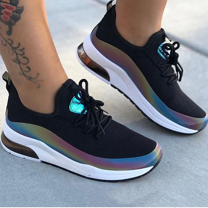 

Women Lace Up Sneaker 2021 Woman Casual Mesh Spring Autumn Women's Breathable Ladies Comfortable Female Vulcanize Shoe Plus Size