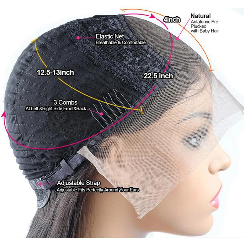 

Highlight Transparent Human Hair Wig 4x4 Ombre Closure Wig Straight Lace Front Wig Pre Plucked
