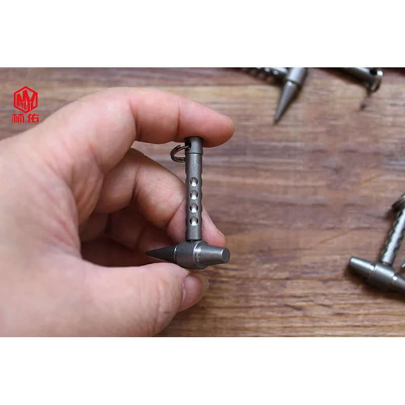 1PC Titanium Alloy Small Hammer Pendant Self-luminous Tritium Gas Tube EDC Luminous Keychain Necklace Pendant Signal Light