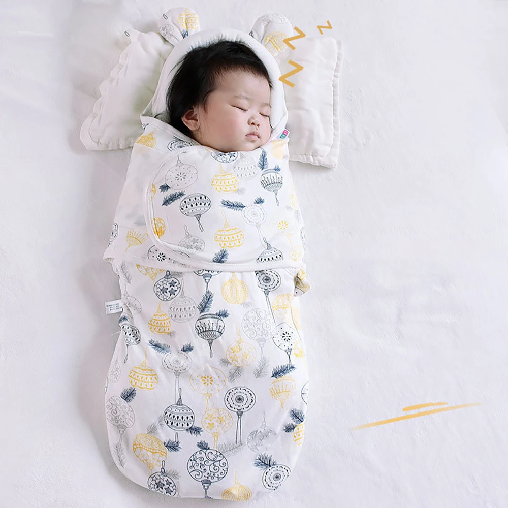 

Baby Cocoon Swaddling Wraps 0-6 Months Newborn Baby Sleeping Bag Cute Bear Ears Kids' Head Neck Protector Design Diaper Bag