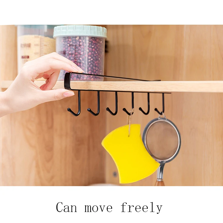 

Seamless Hooks for Iron Cabinets, Six-hook Storage Racks, Multiple Rows of Seamless Metal Hooks Without Holes