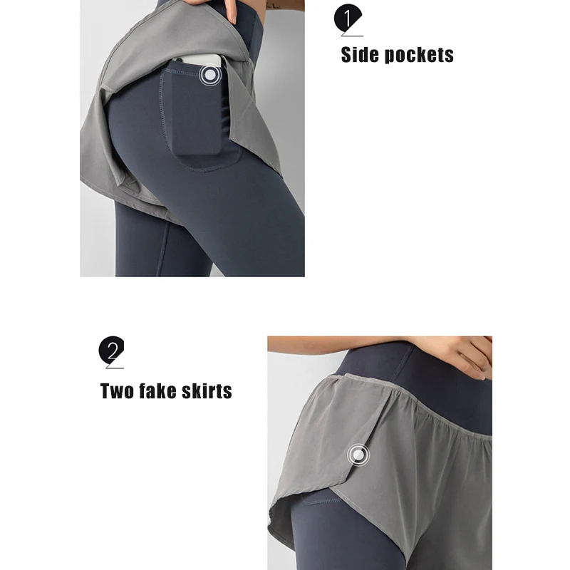 

Hot 2-in-1 Women Yoga Leggings Full Length Tummy Control Compression Workout Exercise Running Yoga Pant DO2