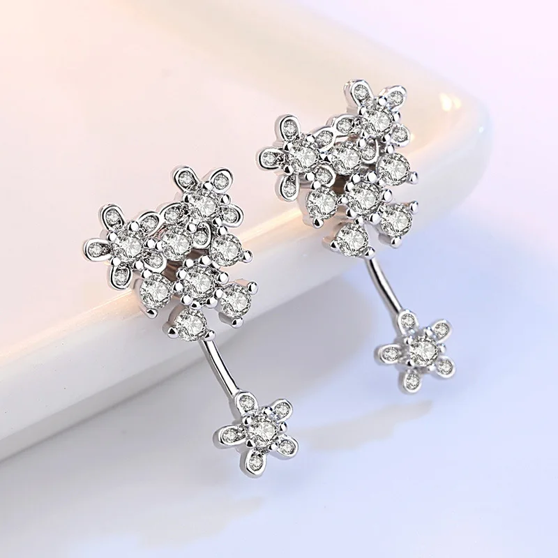 Серебряные медные циркониевые кисточки цветок прекрасные Подвесные