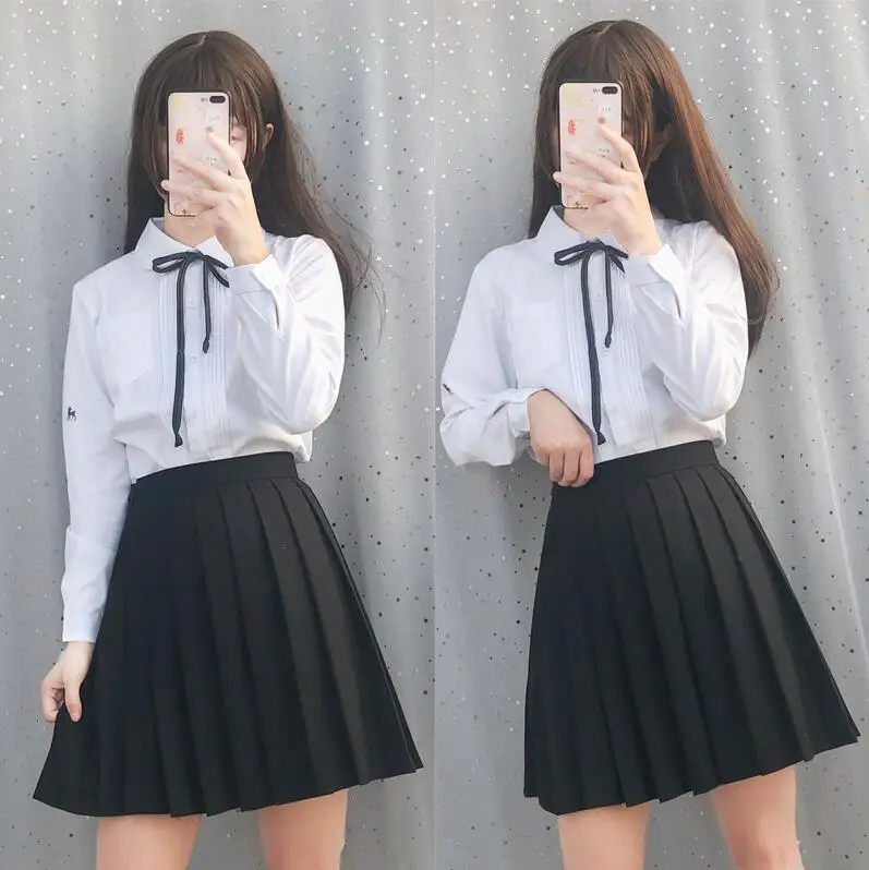 shirt skirt cord Японский матросский костюм с длинными рукавами, школьная форма, Студенческая одежда, класс, японская форма JK, рубашка, длинная юбка, пальто, комплект из трех предметов, JK004 - Цвет: shirt skirt cord