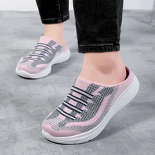 Lightweight Round Toe Slippers For Women Mules Flats Soft House Slippers Female Slides Four Season Black Casual Mesh Lazy Shoes