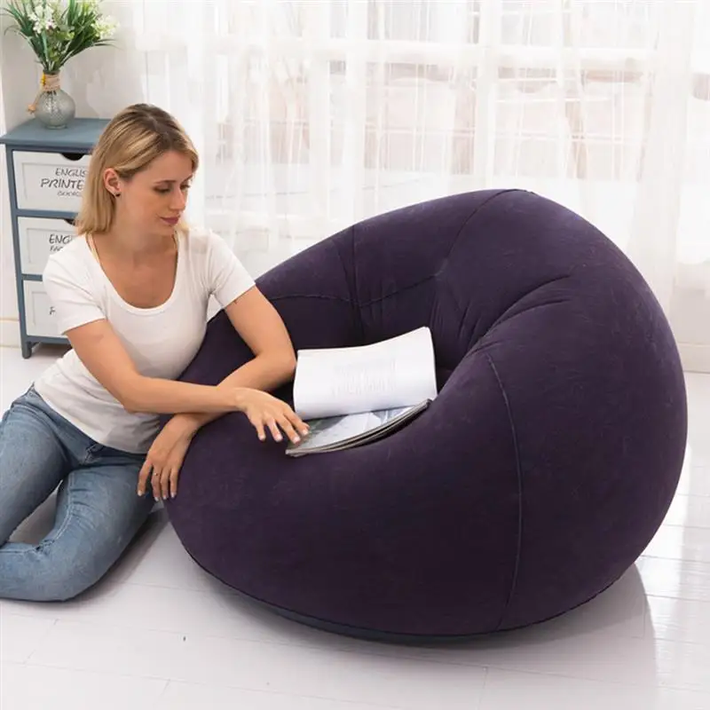 

Flocking PVC Inflatable Chair Bean Bag Foldable Inflatable Sofa Suitable for Indoor Otdoor Camping Backpacking Travel
