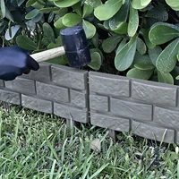 4pcs stone brick effect flower bed courtyard path landscape rectangle plant bordering grass lawn fence garden edging right
