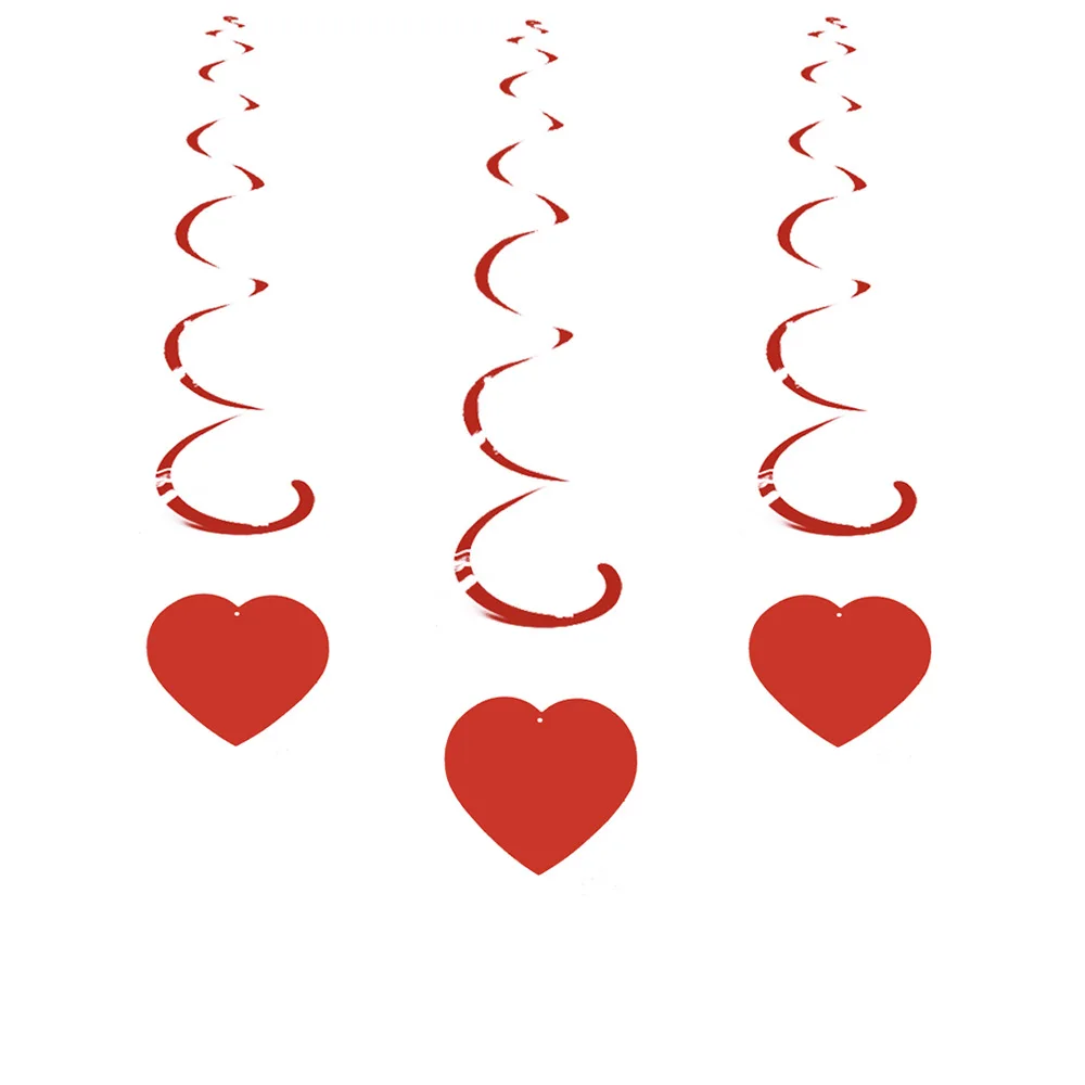 6 шт. ПВХ спираль вечерние висячие украшения любящее сердце алюминиевая фольга