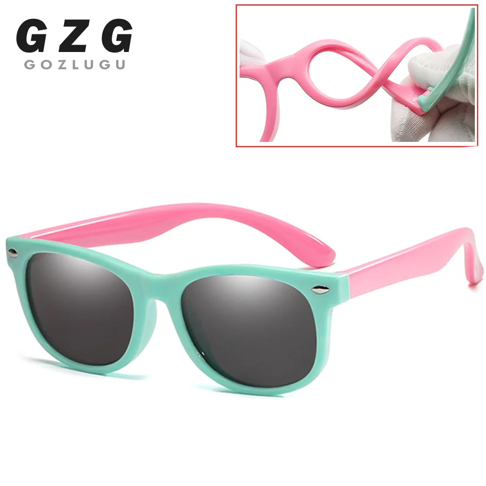 Гибкие поляризованные детские солнцезащитные очки черные для маленьких девочек