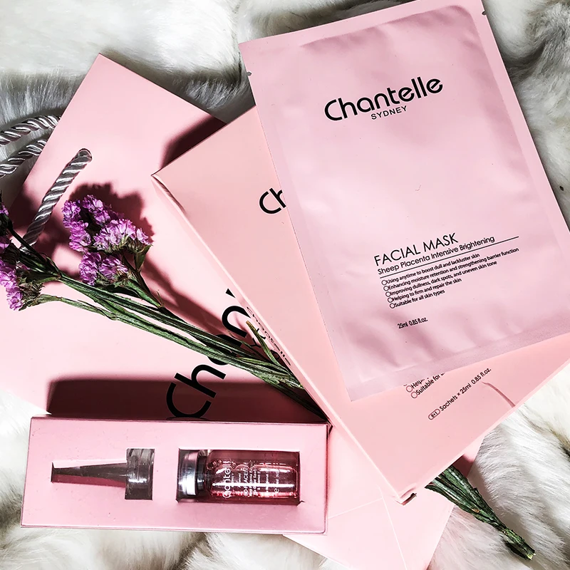 Австралийская розовая биоплацентная маска для лица chantella 7 шт. осветляет тон кожи