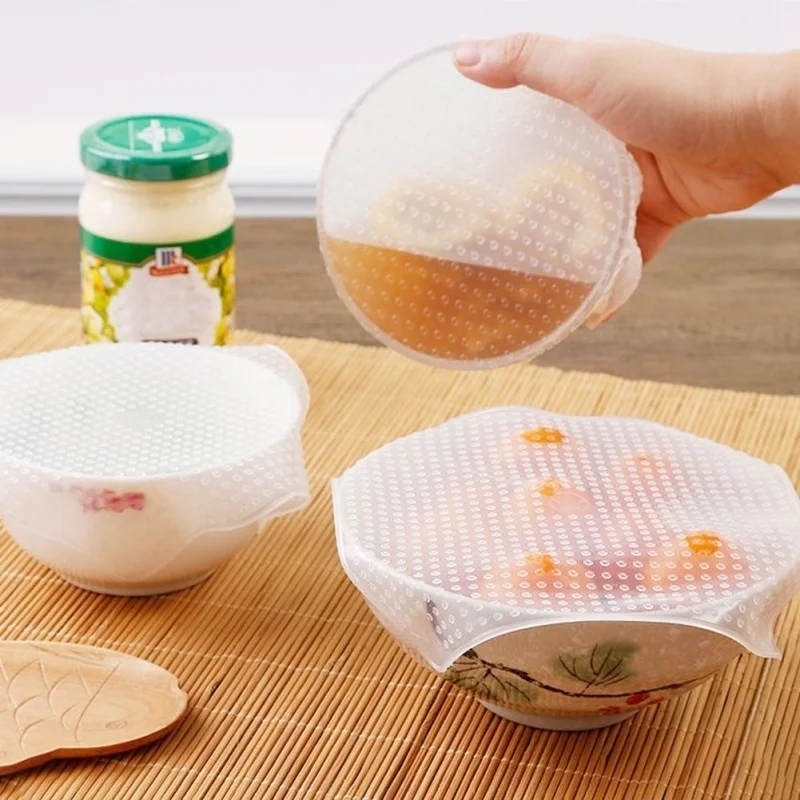 Kitchen Adaptable Silicone Lids Reusable Silicone Cover Bowl Food Wrap Seal Vacuum Lid Stretch Multifunctional Fresh Keeping
