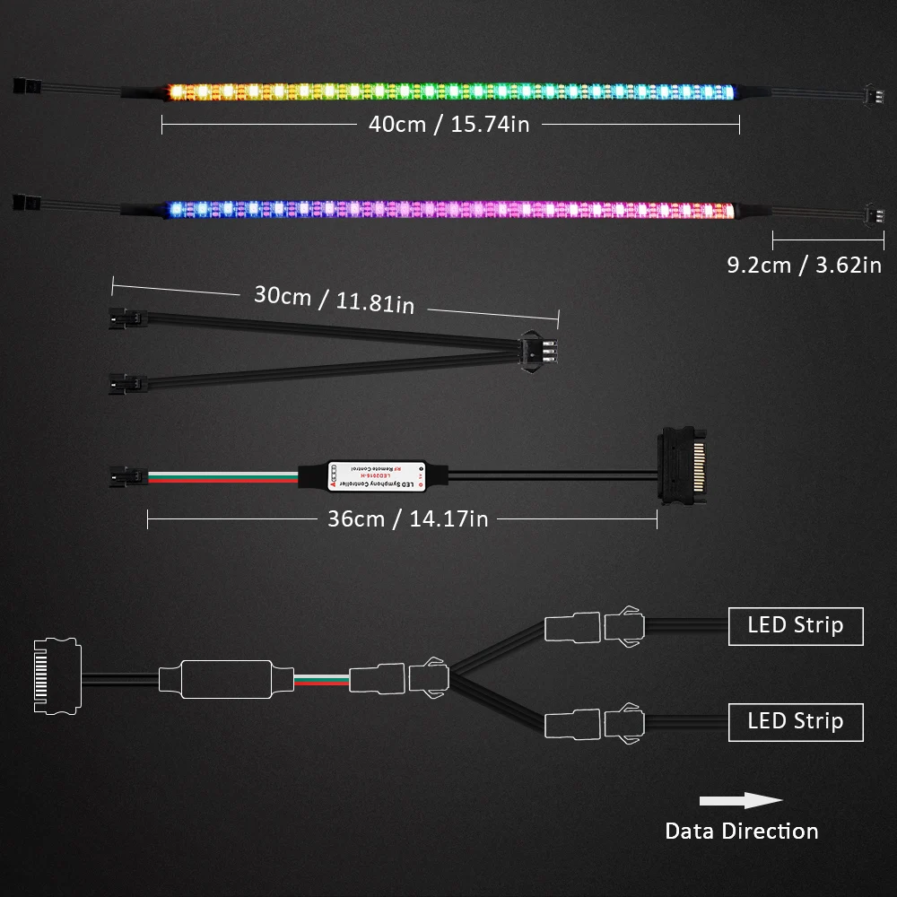 5 в Адресуемая цифровая WS2812b RGB Светодиодная лента светодиодный симфонический контроллер полный комплект для ПК чехол для компьютера, интерфейс питания SATA