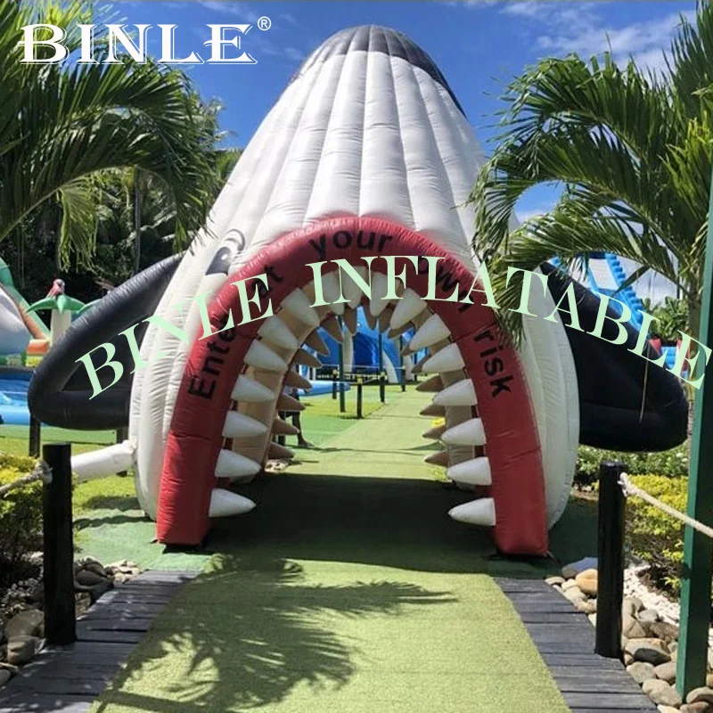 

4.5mH giant inflatable shark tunnel party event ideas inflatable animal mascot entrance archway tent for zoo park decoration