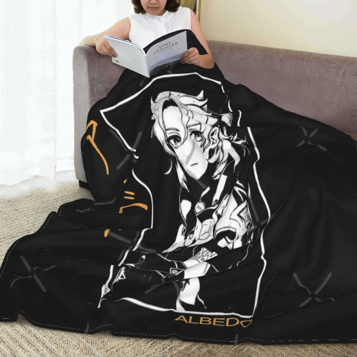 

Albedo Genshin ударопрочное одеяло покрывало для кровати Клетчатое одеяло с капюшоном пляжное полотенце роскошное