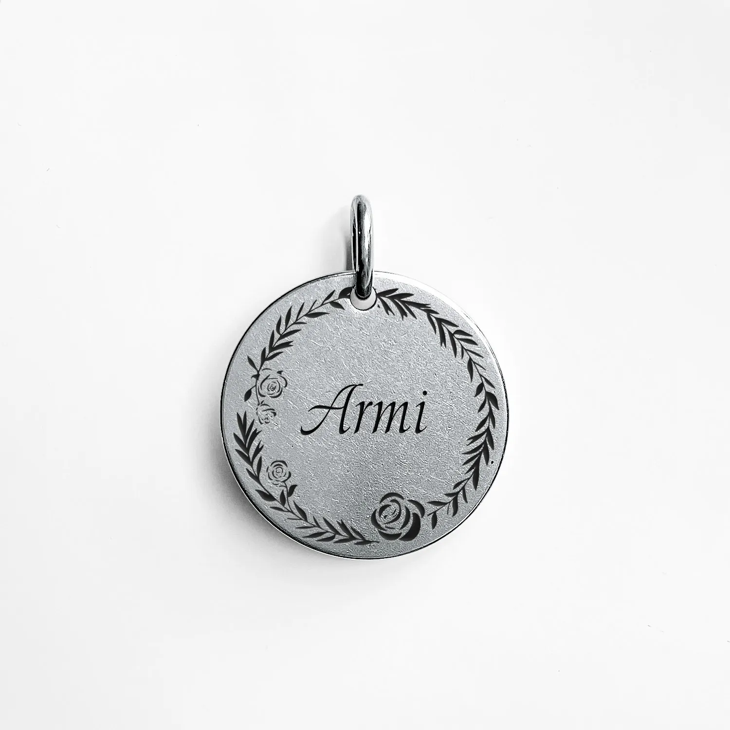 

006 Cats and Dog ID Tags Custom Engraved on Both Side for Pet Collar Accessories Personalized Front Rose wreath Nameplate