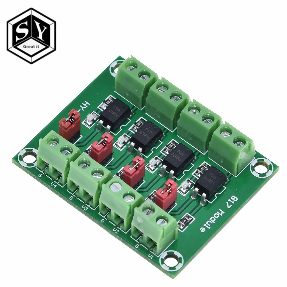 4 Way Optocoupler PC817 4 канальная оптопара изоляционная плата преобразователь напряжения адаптер модуль 3,6-30 в драйвер фотоэлектрический изолированный модуль PC 817 - Цвет: 4 Way Optocoupler