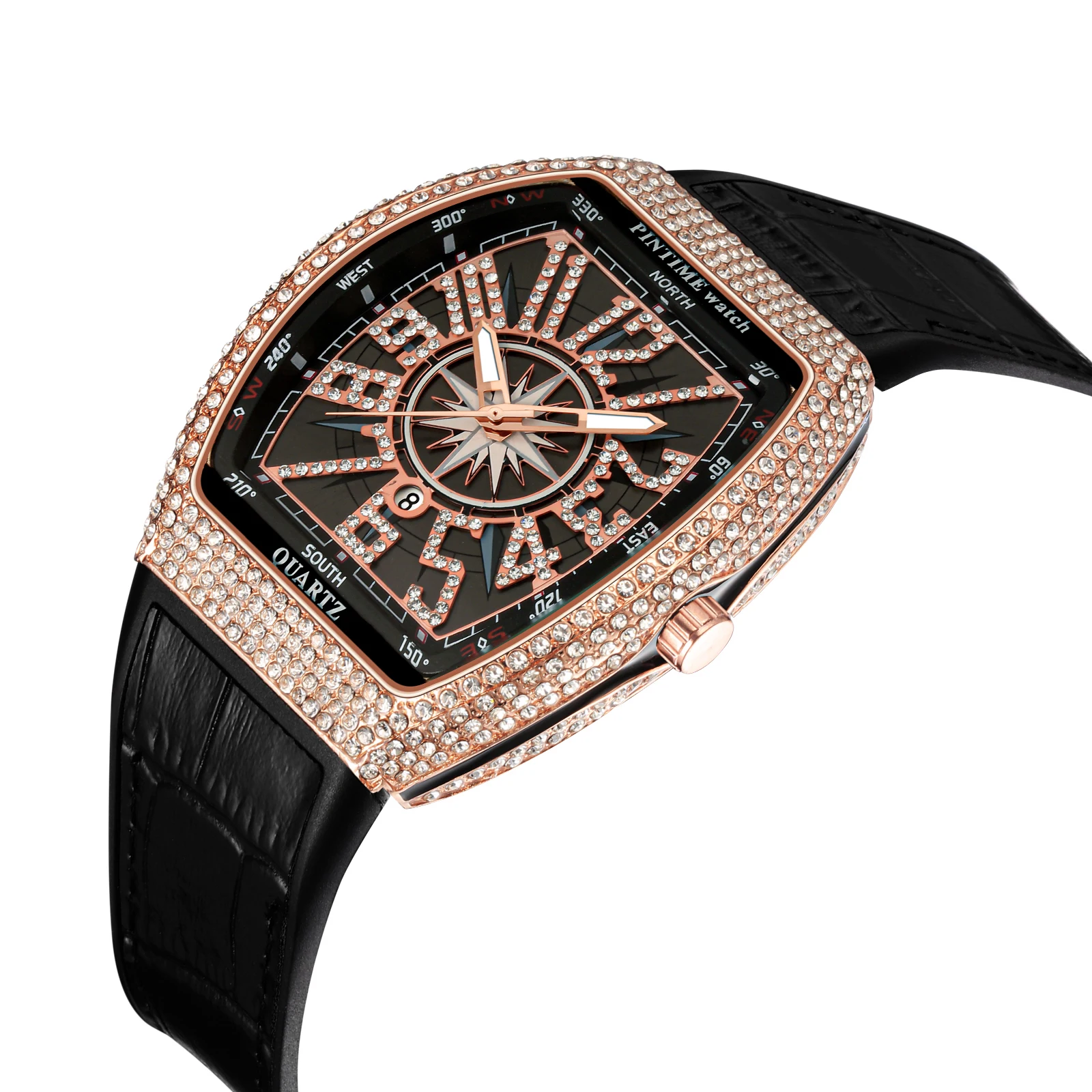 2021 Men's Watch Franconian Tonneau Watches Large Dial Quartz Watch Gypsophila Belt Yacht Diamond Retro WristWatch Clock + Box