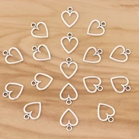 100 pieces tibetan silver hollow open heart charms pendants beads double sided for jewellery making 14x12mm