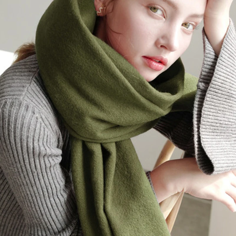 Однотонный кашемировый шарф женский модный теплый и плотный зимний для женщин