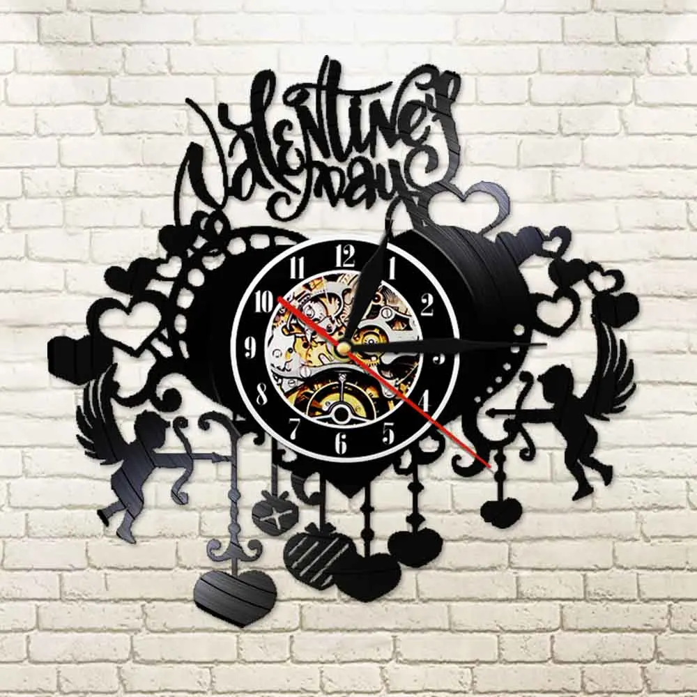 Светодиодный виниловый светильник на День святого Валентина настенные часы с