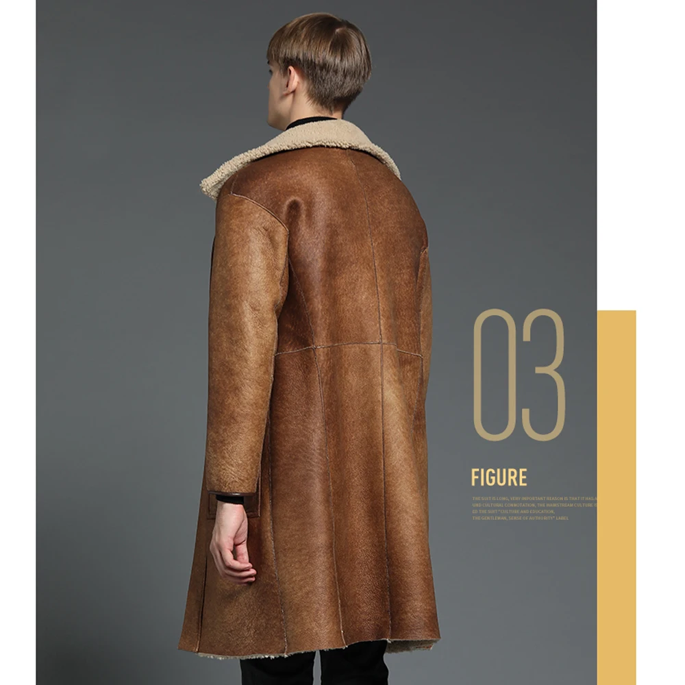 Двухсторонняя одежда SANI из натуральной овчины мужское зимнее толстое теплое