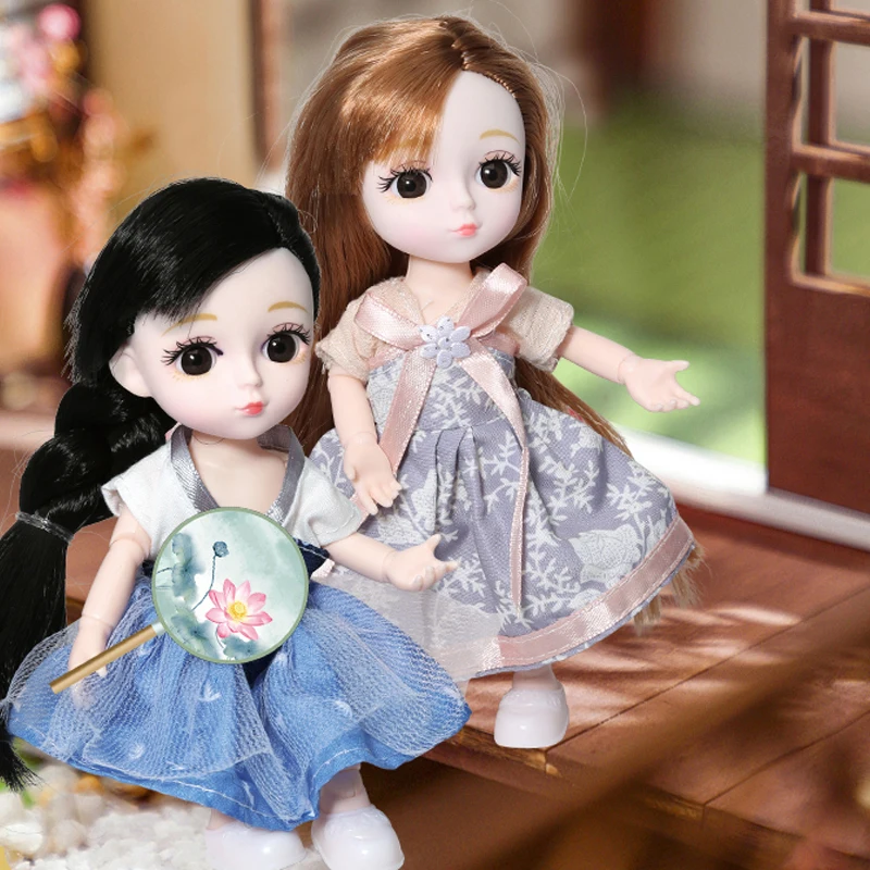 

Chinese Style 12 Inch 16cm Bjd Doll 12 Movable Joints 1/12 Makeup Dress Up 3D Eyes for Baby Girls Birthday Gift