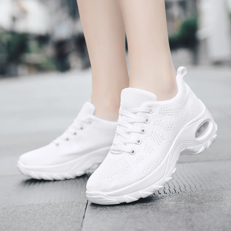 Women Tennis Shoes Breathable Air Cushion Shoes for Women Sneakers Lace-up Mesh Sports Shoes Comfortable Trainers Sneakers