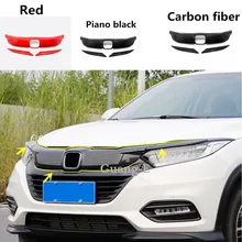 For Honda HRV HR-V Vezel 2019 2020 2021 Car Body Bumper Engine ABS Trim Front Racing Grid Grill Grille Frame Part 3pcs