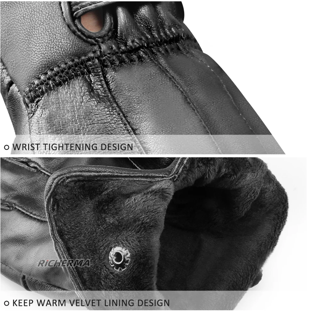 Осенние водонепроницаемые мотоциклетные перчатки кожаные из овечьей кожи для