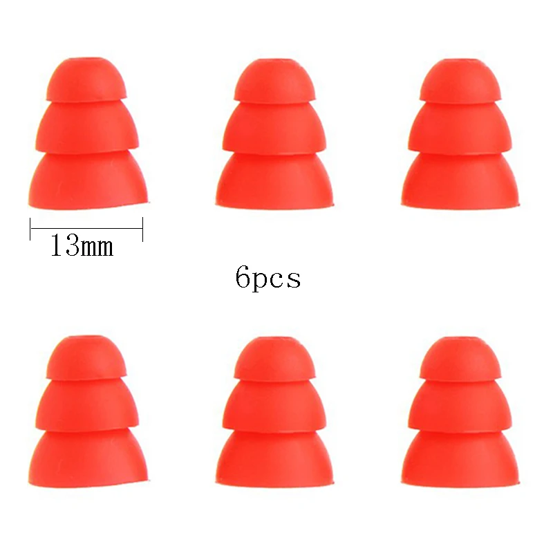 Large red Ivinxy, 6 шт., трехслойные силиконовые наушники-вкладыши, крышки, сменные вкладыши, вкладыши, наконечники, наушники, вкладыши, амбушюры, подушки - Цвет: Large red