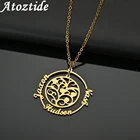 Atoztide Новое модное ожерелье из нержавеющей стали с именем, персонализированное ожерелье с золотым деревом жизни, подвеска с именем в подарок