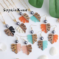 hawaiian new design earring jewellery sets polynesian leaf hangling earring wholesale earrings and necklace sets for women party