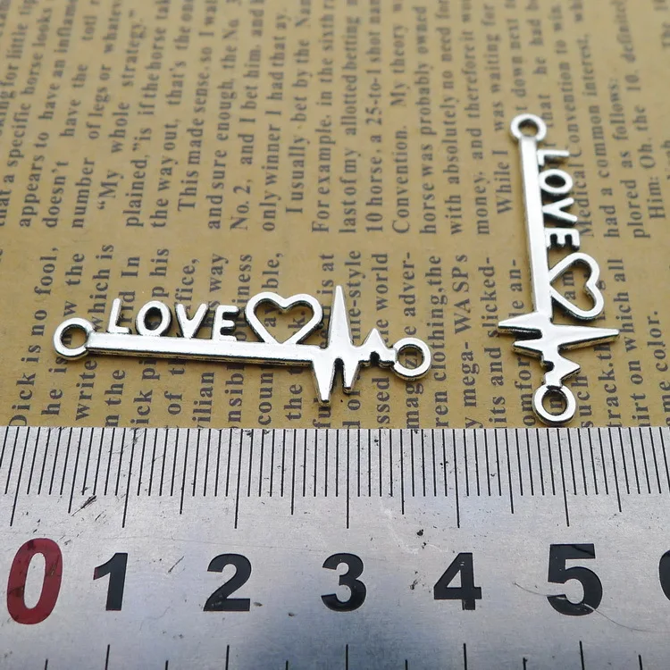 

Supplies For Jewelry Making 10 Pieces 13x38mm Antique Silver Color ECG Love Connector
