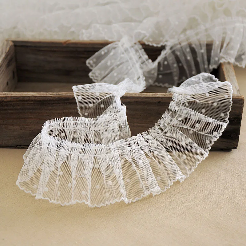 

6CM Wide Modern Wavelet Pleated Mesh Yarn Three-dimensional Lace Dress Hair Accessories Boots Bag Pet Decoration