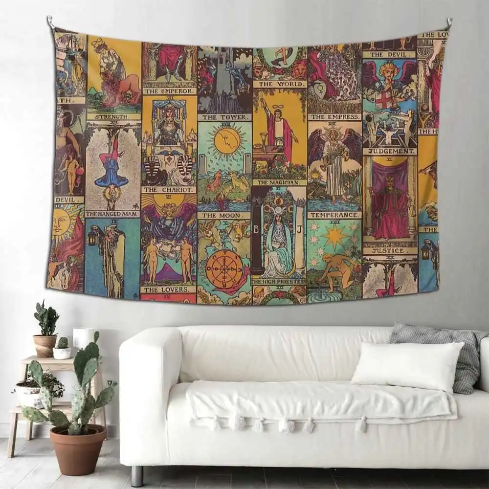 

The Major Arcana Of Tarot Vintage Tapestry Curtain Boho Mandala Wall Cloth Polyester Picnic Blanket