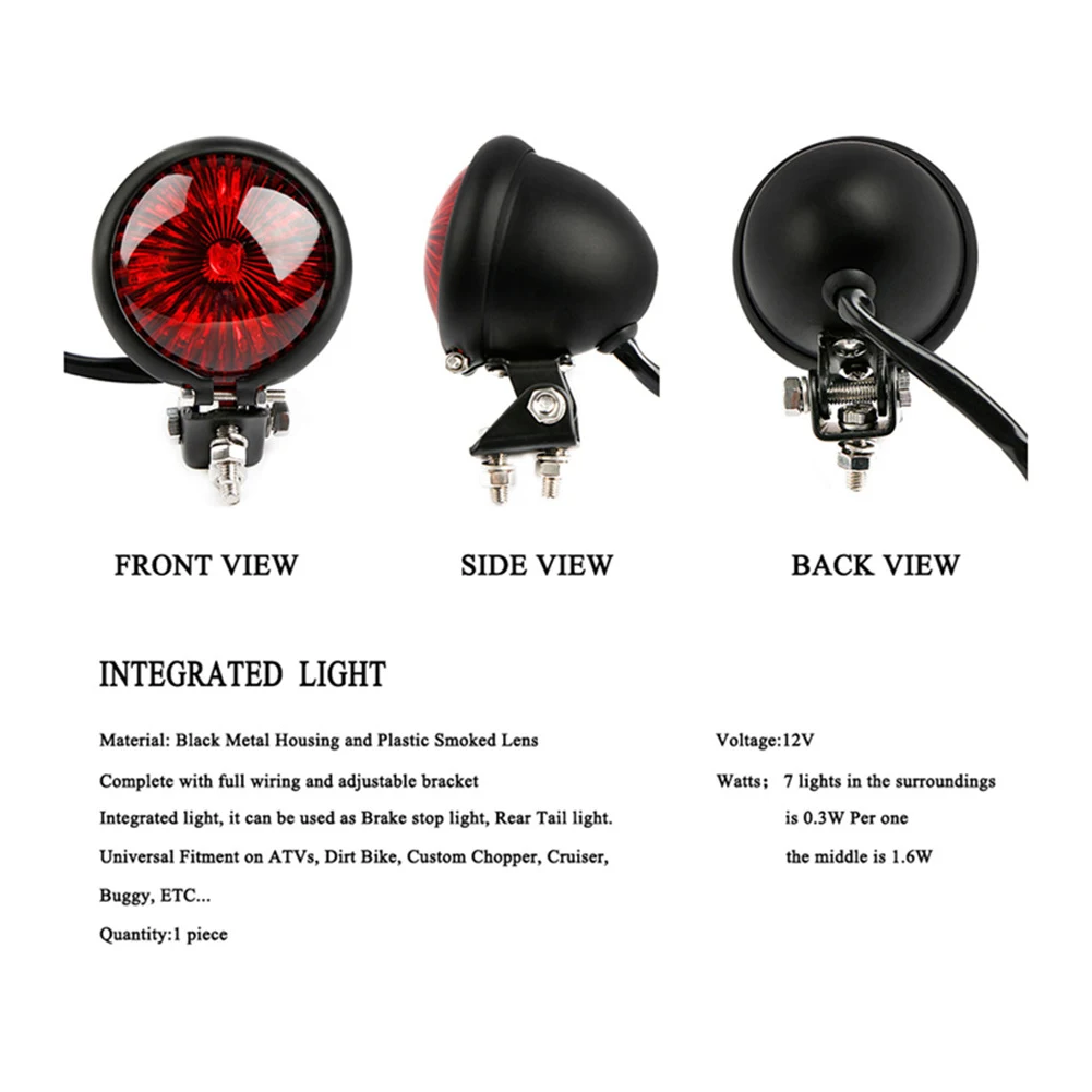 Мотоцикл Красный 12V светодиодный регулируемый Cafe Racer Стиль задние фонари