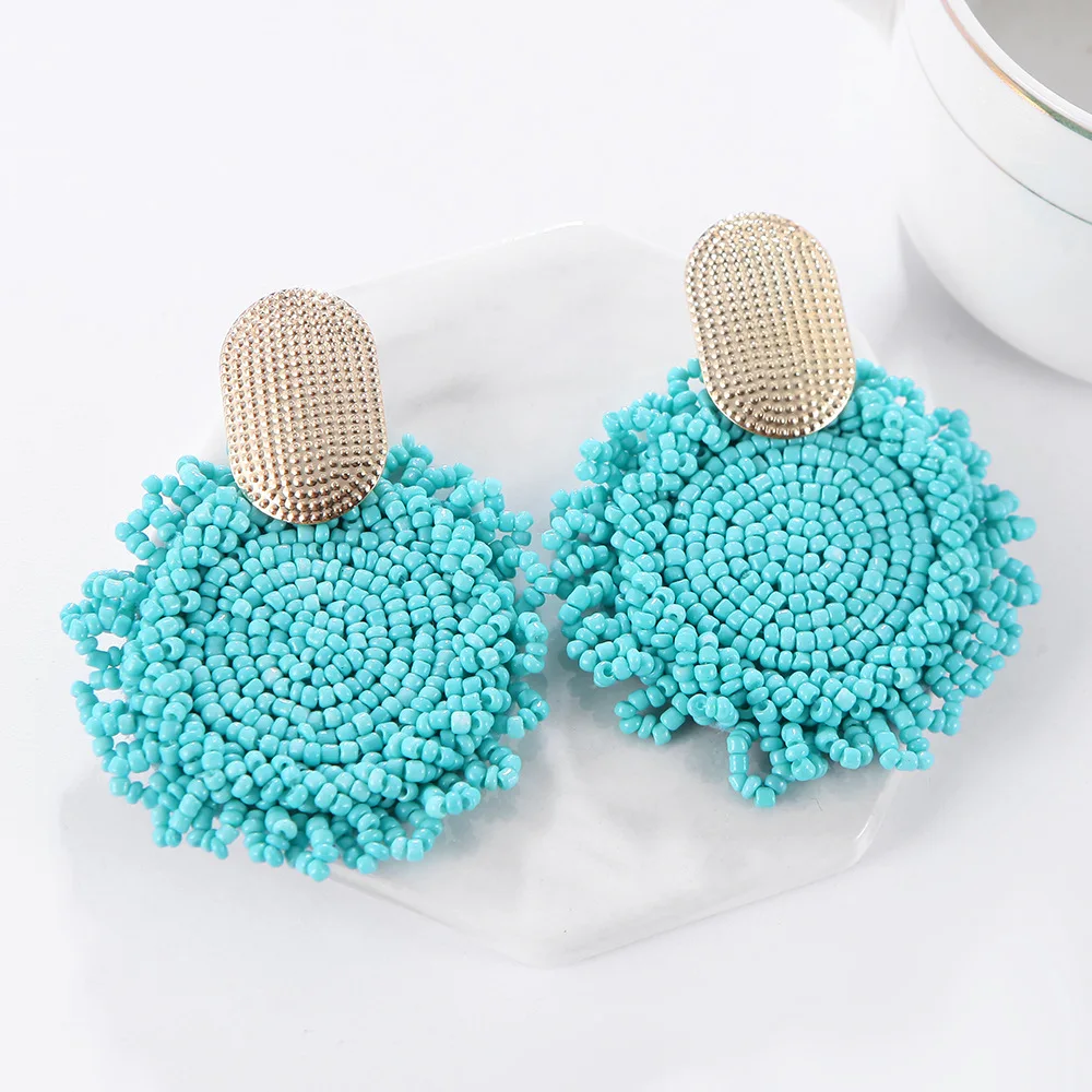 

Multicolor Seed Beads Handmade Bohemian Style Stud Earrings For Women Beach Ethnic European and American Trend Fashion Jewelry