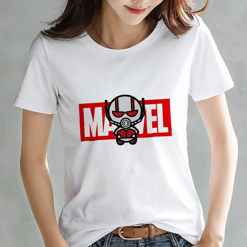 XWT2556 LUSLOS серия Marvel Футболка модная Супергерои мультфильм печать белая футболка Женская Повседневная короткий рукав o-образный вырез футболки - Цвет: XWT2556