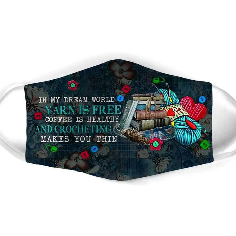

Book And Crochet Face Mask Halloween Christmas Face Mask Washable Reusable
