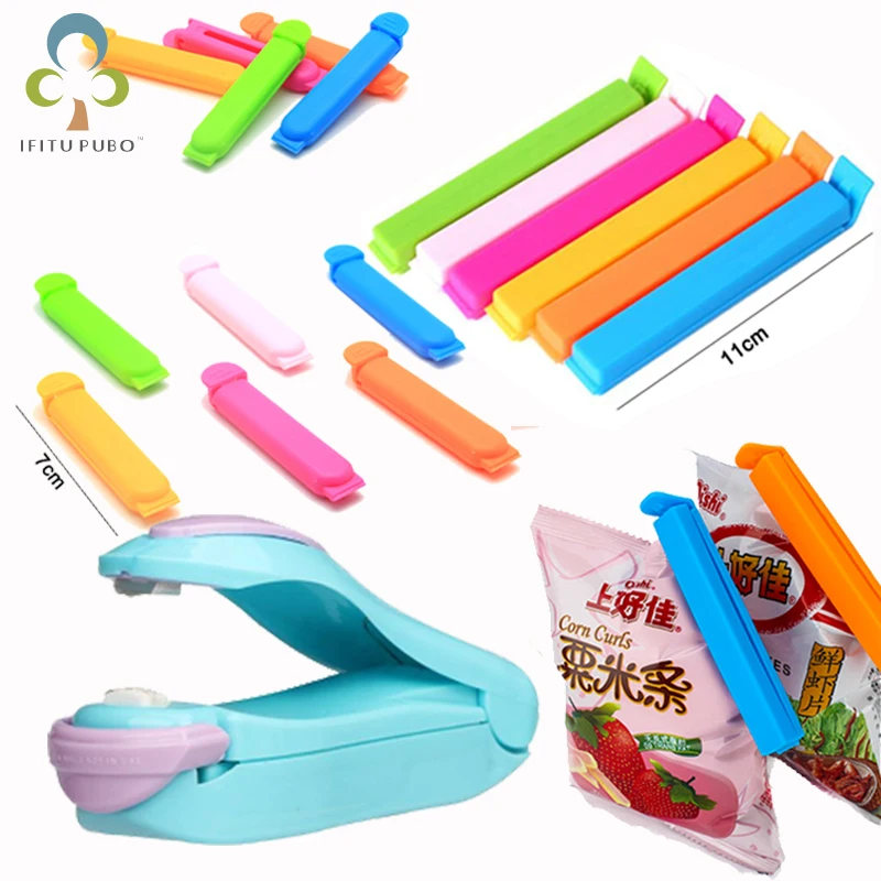 Пластиковый конфетный цвет тонкий уплотнительный зажим для мешка Зажим рта две