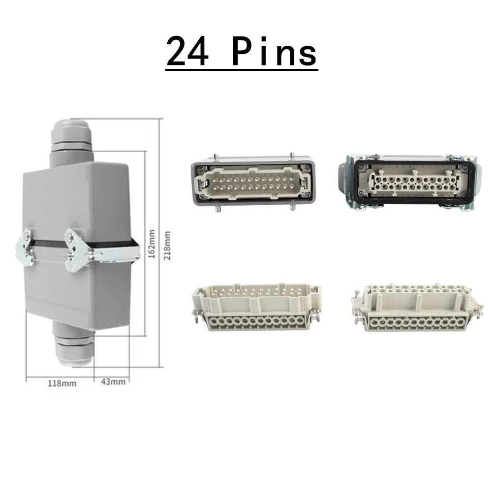 Прямоугольный сверхмощный соединитель стыкового типа 6 10 16 24 32 контакта