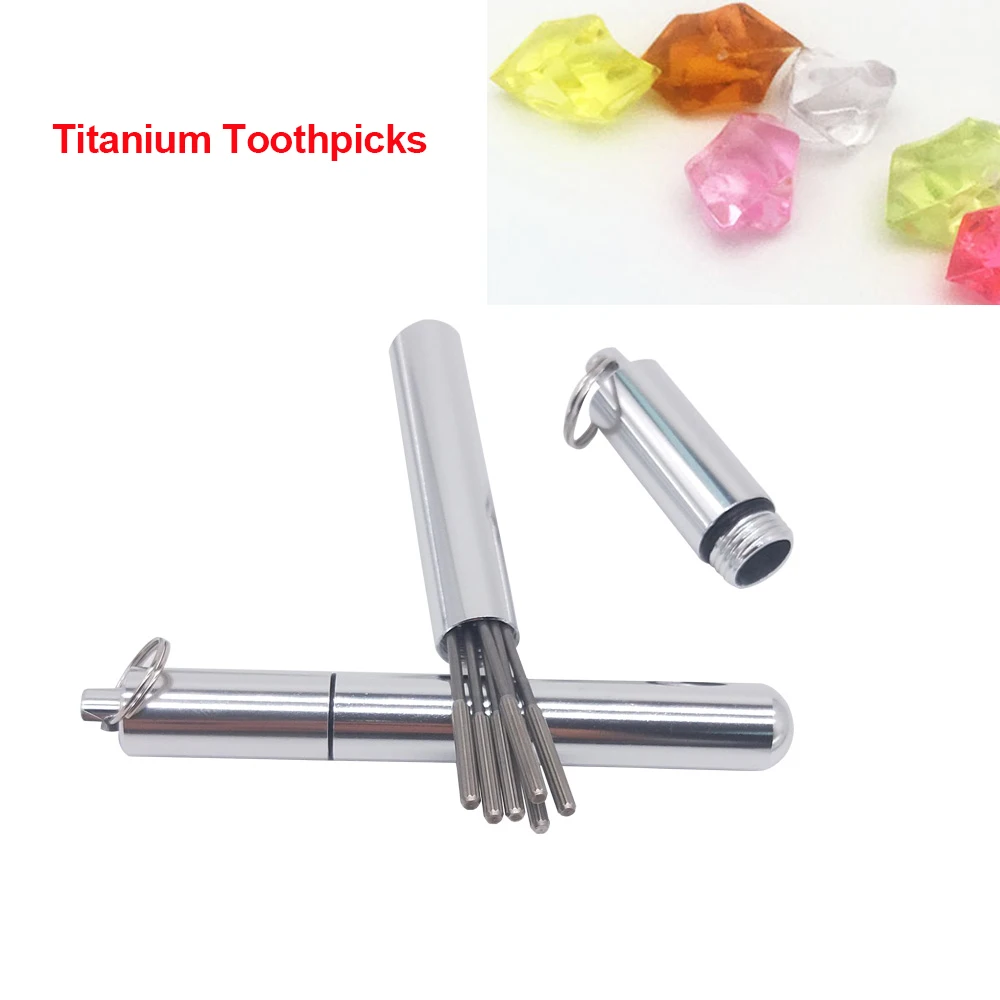 Титановые зубочистки 6 шт. декоративные портативные уличные Диспенсер Для