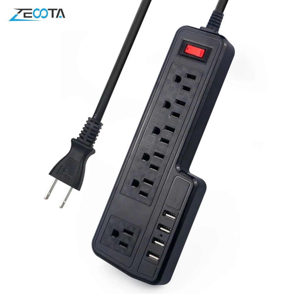 Сетевой фильтр с 6 розетками защита от перегрузки американской вилкой 4 USB разъема