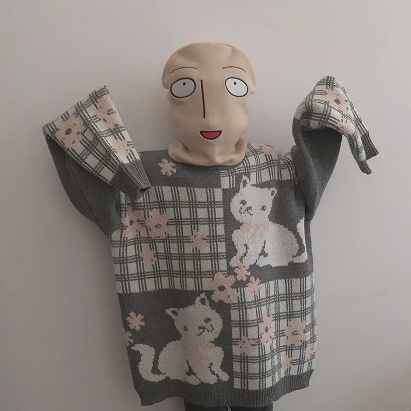 Новинка, забавная вязаная шапка winte harajuku с рисунком Аниме one punch man Bald Saitama, женская шапка, мужская шапка, быстрая