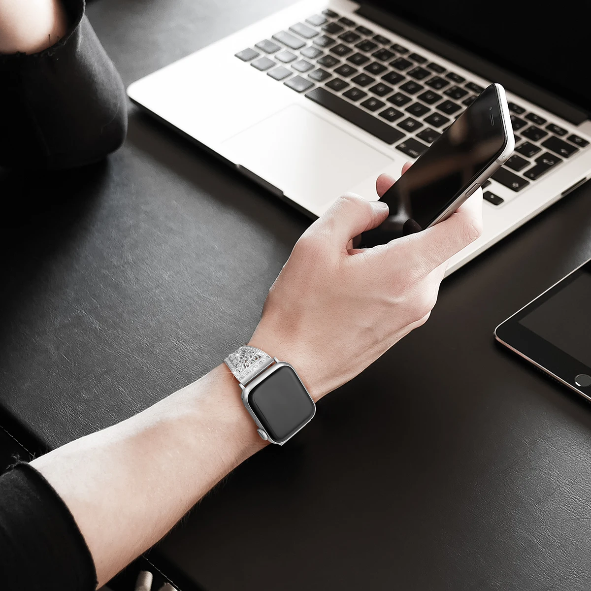 Блестящий ремешок для часов Apple Watch стразы со стразами сменный Браслет